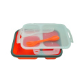 Reusable Silicone Collapsible Lunch Box, 3 Compartment food Storage Box, Traveling Silicone Lunch Box for Kids